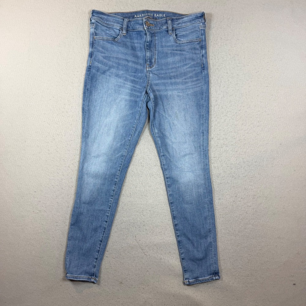 American Eagle Jeans Womens 10 Next Level Stretch Skinny Blue Denim High Rise